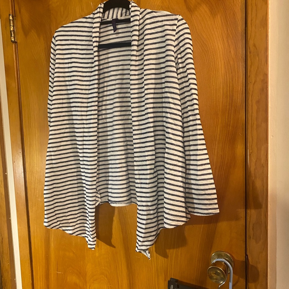 Ladies “ SOFT STITCH” black and white striped sweater.